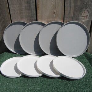 Vintage Heller Massimo Vignelli Gray White Melamine 4 Dinner & 4 Salad Plates
